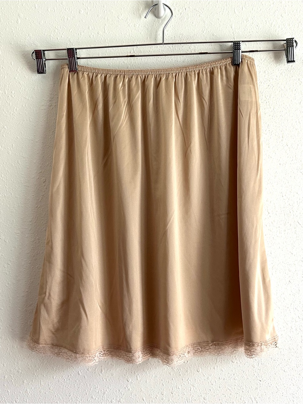 Velrose Half Slip Under Skirt Beige Size 3X Nylon Lace Trim Y2K Modest 25" Long